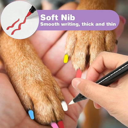 Dog Nail Polish Pens, 12 Colors Nail Polish Set Pet Pens Quick Dry, Dog Claw Care Nail Polish, Waterproof Acrylic Paint Pens for DIY Pet Nails, Odorless, Easy to Apply