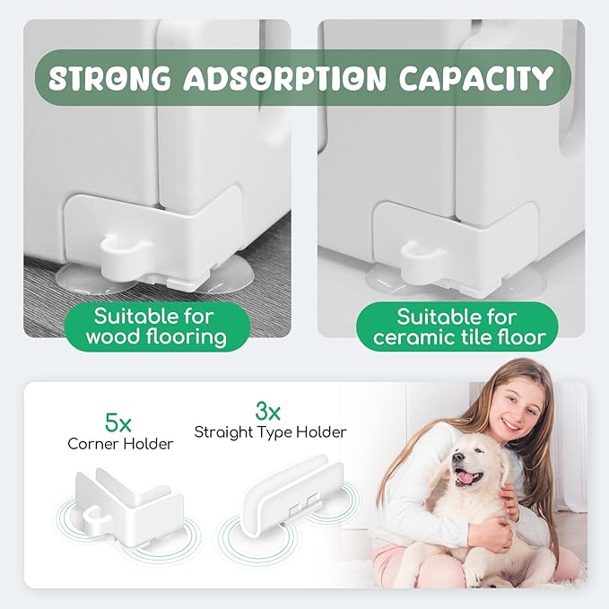 Dog Playpen with Door, 6-Panel 24" Indoor Cat Puppy Playpen, Strong Plastic Small Pet Safety Fence Dog Pen, Non-Slip and Secure Pet Gate, White