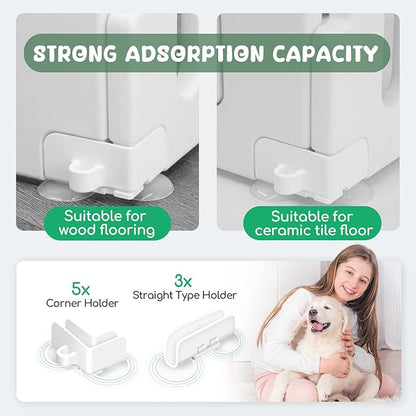 Dog Playpen with Door, 6-Panel 24" Indoor Cat Puppy Playpen, Strong Plastic Small Pet Safety Fence Dog Pen, Non-Slip and Secure Pet Gate, White