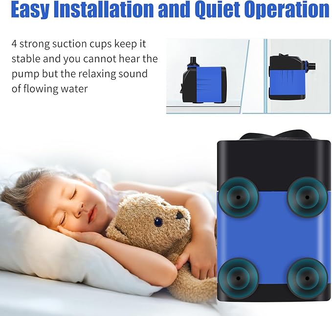 AQUANEAT Small Fountain Pump, 160 GPH Mini Submersible Water Pump with 3.3 ft Tubing, for Aquarium Fish Tank, Pet Water Fountain, Hydroponics, Pond Waterfall Filter Pump