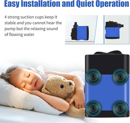 AQUANEAT Small Fountain Pump, 160 GPH Mini Submersible Water Pump with 3.3 ft Tubing, for Aquarium Fish Tank, Pet Water Fountain, Hydroponics, Pond Waterfall Filter Pump