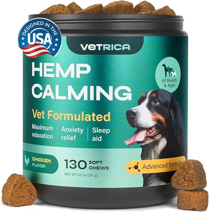 Сalming Сhews for Dogs Anxiety Relief - Anxiety Relief for Dogs - Hemp Calming Chews for Dogs - Dog Calming Treats for Storms, Separation, Fireworks, Vet Visits, Travel, Grooming - Dog Anxiety Chews