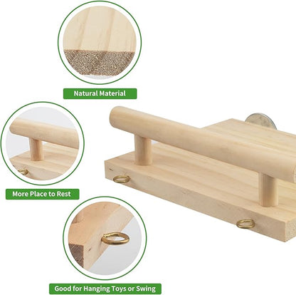 Bird Perches for Cage, Natural Wood Platform Bird Swing Bird Perch Stand Paw Grinding Stick for Parakeet Cockatiels Lovebirds Cage Accessories