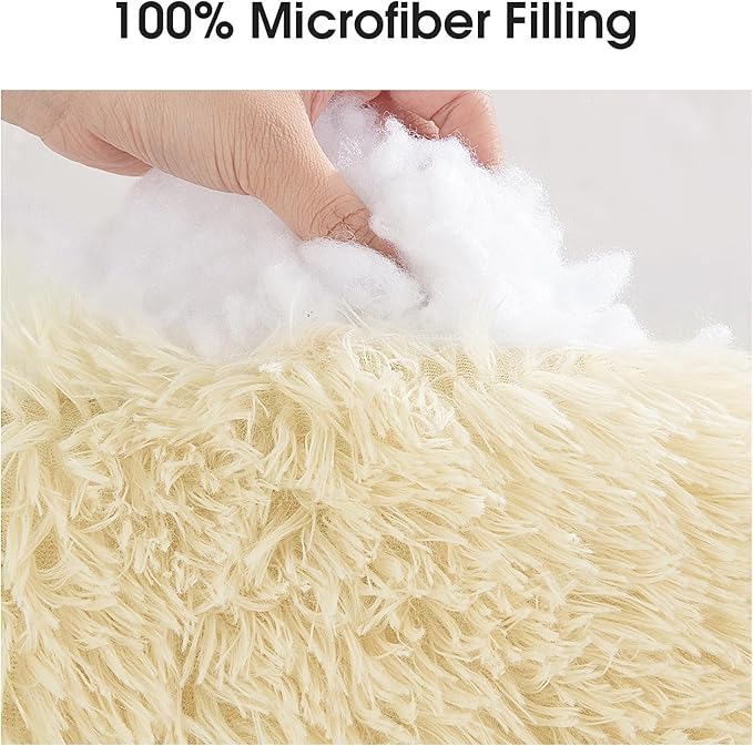 HOMBYS 25" Length Dog Pillows for Large and Medium Dogs, Soft Faux Fur Claming Dog Nek Pillow for Improving Anxiety Reduce, Machine Washable Pet Pillow for Cats, Plush Pet Toy (Khaki, 25"x8"x4")