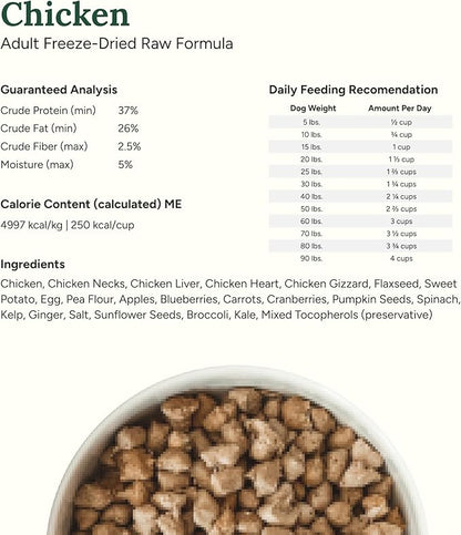 360 Pet Nutrition Raw Freeze-Dried Dog Food, High Protein, Balanced Meal, Chicken, Liver, Heart, Fruit, Veggies, Superfoods, No Fillers, 5 oz Food/Bites/Kibble (Chicken) Trial Size