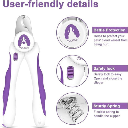 Dog Nail Clippers and Trimmers,Professional Grooming Tool with Safety Guard to Avoid Over Cutting,Free Nail File,Razor Sharp Blade,Sturdy Non Slip Handles for Large and Small Animals (Purple)
