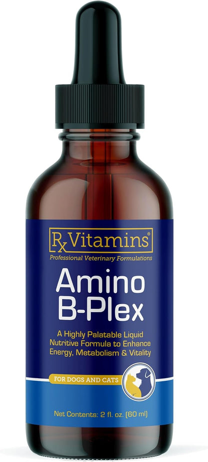 Rx Vitamins Amino B Plex Cat & Dog Supplement - Vitamin B Complex Liquid Plus Amino Acids for Dogs & Cats - Appetite Booster and Weight Gainer Cat & Dog Vitamins - 2 oz