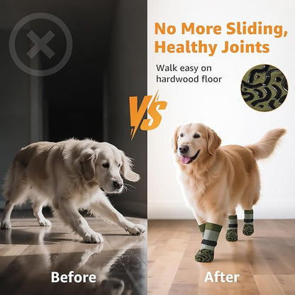 Double Sides Non-Slip Dog Socks to Prevent Licking Paws - Strong Traction for Paw Protector, Senior Dogs, Hardwood Floors, Dog Booties with Grippers - Size Small