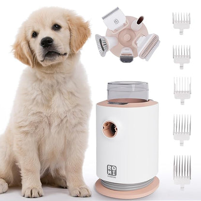 Dog Grooming Kit with Pet Grooming Vacuum 10000pa Low Noise 5 Pet Grooming Tools,og Clipper, Shedding Brush, Cleaning Tool in 1, for Cat Dog