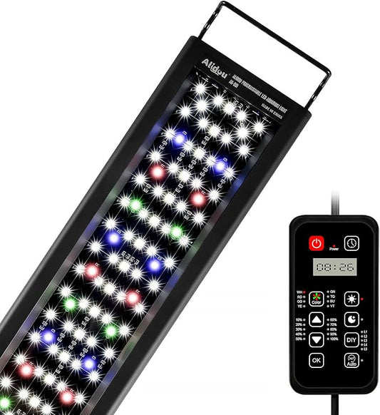 Advanced 7-Row LED Aquarium Light, Easy Setup Controller, Auto On Off Full Spectrum Fish Tank Light, 24/7 Lighting Cycle, 8 Colors, 10 Level Dimming, 40W for 30"-36" Freshwater Planted Tank