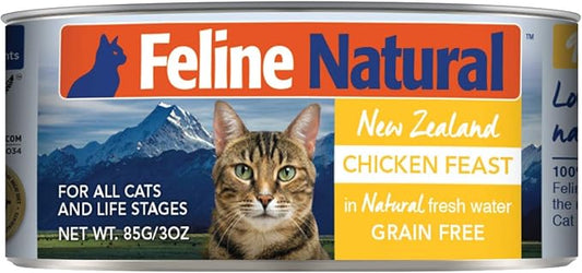 Feline Natural Wet Cat Food Pate, Chicken Feast, 3 Oz Cans (Pack of 24), Grain Free, Made in New Zealand with Cage-Free Chicken, Single Source, Limited Ingredient