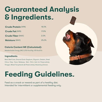 Jinx Tenders Beef Jerky Dog Treats, All Natural Ingredients, Soft and Chewy, Low-Calorie, Slow-Smoked Beef & Liver, No Fillers, 5oz, 6 Pack