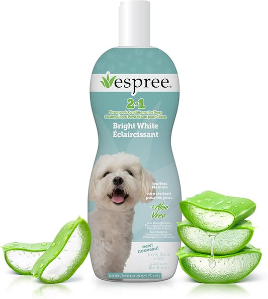 Espree Bright White Whitening Shampoo & Conditioner for Dogs, Stain-Removing, Brightening Formula for White and Light-Coated Pets, Gentle Whitening and Hydrating for Sensitive Skin, 20oz