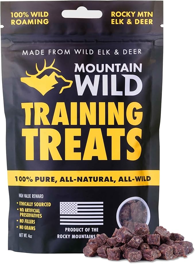 Training Treats for Dogs & Puppies  Elk & Venison Protein Puppy & Dog Treat  High Value, All-Natural, No Fillers, Grain-Free, No Artificial Preservatives  4oz, 1 Bag