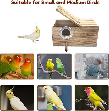 Tfwadmx Cockatiel Nesting Box Bird Nest Box Wood Bird House for Cage Parrot Breeding Boxes for Conures and Other Medium Sized Birds 13.4" x 7.5" x 6.7"