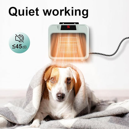 Dog House Heater for Outdoor & Indoor Use - 600W/300W Safe & Efficient Heating for Pet Houses, Chicken Coops, Rabbit Hutches - Wall-Mounted Design with Overheat Protection & Anti-Chew Cord (grey)