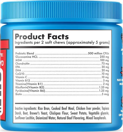 LEGITPET Dog Vitamins - 30 Multivitamins Chews w/Glucosamine Chondroitin, Probiotics Digestive Enzymes and Omegas - Supplement for Overall Health - Joint Support, Immune Health, Skin and Heart Health