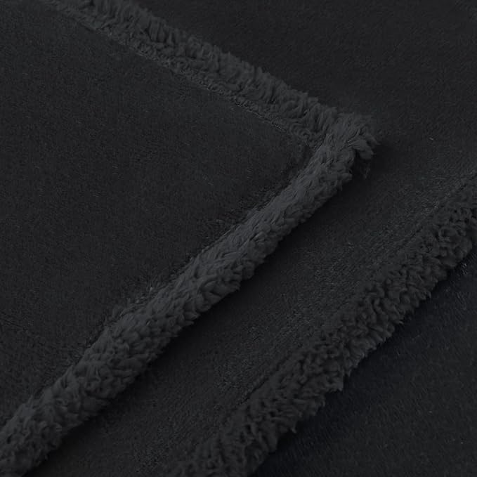 Luciphia Waterproof Bed Blanket Washable,Soft Sherpa Fleece Puppy Reversible Throw Blankets for Medium Large Dog Cat,Furniture Cover Protector Couch Bed from Liquid Pee and Pet Fur, Black,65" x 57"