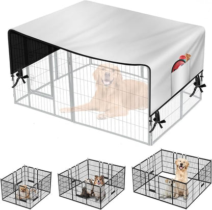 Dog Playpen Cover,Heavy Duty 600D Oxford Fabric with Sun/Rain Dog Play Pen Cover Top Sun Shade Specialized Fits for 24/32/40/45/50"Panels Dog Playpen.( Cover Only)