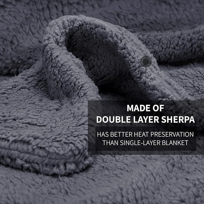 furrybaby Dog Blanket Soft Dog Blankets for Large Dogs Puppy Essentials Washable Fluffy Sherpa Fleece Cat Blanket 32x40 Inches for Bed Furniture Couch Sofa (Double-Layer Medium, Grey)