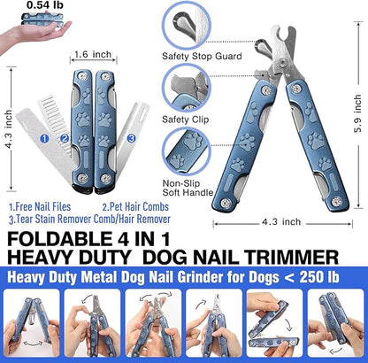 Professional Dog Nail Clipper for Sensitive Dogs,Dog Nail Trimmer for Large Medium Small Breeds,Sharp Puppy Dog Toenail Clipper for Thick Nails,Multifunction Heavy Duty Pet Nail Clipper with Nail File