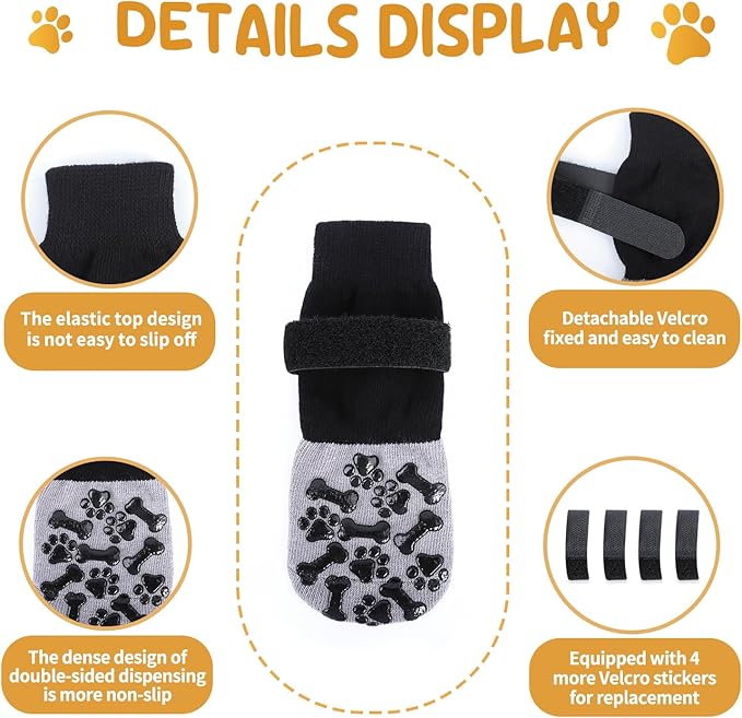 Non-Slip Dog Socks for Hot/Cold Pavement and Hardwood Floors - Prevents Licking and Slipping, and Provides Dog Paw Protection Dog Grip-Enhanced Shoes & Boots for Small,Medium,Large and Senior Dogs