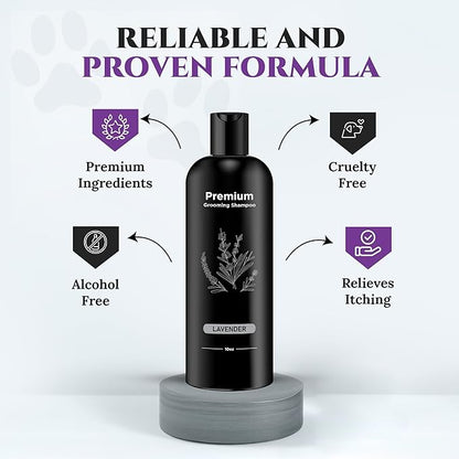 605Products Premium Dog Shampoo - Gentle Formula for Itchy & Sensitive Skin, Odor Eliminator for Puppies, Natural Deodorizer for Pets (10oz)- Lavender