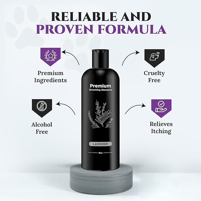 605Products Premium Dog Shampoo - Gentle Formula for Itchy & Sensitive Skin, Puppy Odor Eliminator, Natural Pet Deodorizer (10oz)- Lavender 2-Pack