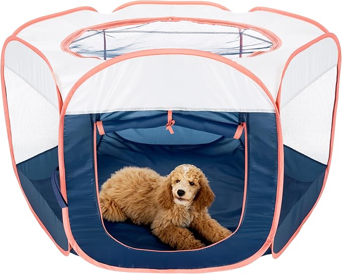 Furhaven Portable Dog Playpen Cat Tent, Pet Playground/Kennel Foldable Indoor Outdoor Zippered Puppy Crate - Navy, Extra Large