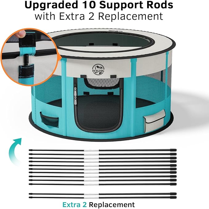 Dog Playpen Puppy Play Pen Indoors Pet Crate Small Dog Cage Portable Foldable Cat Kennel for Kitten Hamster Rabbit Bunny Guinea Pig with Collapsible Food Bowl Carrying Case