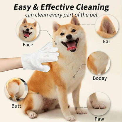 Pet Glove Wipes, Rinse Free, Cleaning & Deodorizing Bathing, Wipes for Animals Dogs, Cats, Pet Cleaning Gloves Wipes for Daily Care, Traveling, Hypoallergenic, 6Pcs, 2 Pack