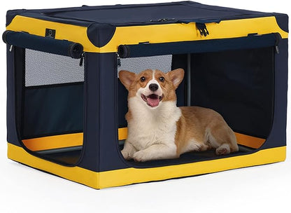 A4Pet Foldable Dog Crate, Collapsible Dog Crate - 30 Inch Adjustable Stainless Steel FrameLightweight, Durable and Collapsible Crate with 3-Door, Portable Dog Kennel