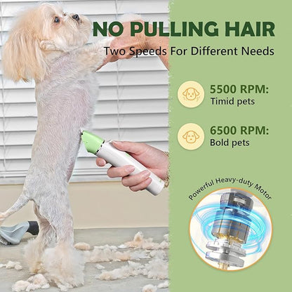 Dog Grooming Kit with LED Light, Low Noise Rechargeable 4 in 1 Pet Clippers for Matted Hair, Cordless Electric Cat Paw Trimmer Dog Nail Grinder, Grooming Supplies for Cat and Small Dogs