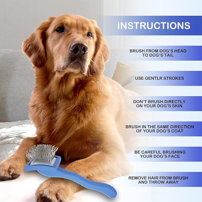 Dog Slicker Brush for Goldendoodles & Golden Doodle Brush for Grooming Kit - Dog Brush for Goldendoodle, Labradoodle, Poodles - Pet Hair Brush for Short & Medium Haired Dogs -Small (Blue)