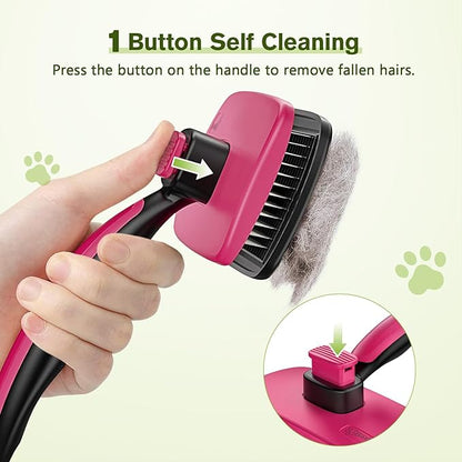 Pecute Self-Cleaning Slicker Brush for Dogs, Cats, Lightweight Dog Brush for Shedding Massaging Grooming, Cat Brush Gently Removes Loose Fur Undercoat for Small Dogs Cats Rabbits of All Hair Types