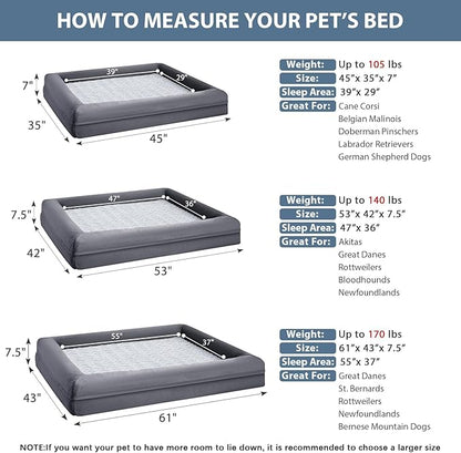 WNPETHOME Washable Dog Beds Large Sized Dog, XXXL Dog Bed, Orthopedic Dog Sofa Bed with Removable & Waterproof Cover, Extra Large Dog Bed with Bolster Sides for Sleeping, Giant Dog Bed with Sides