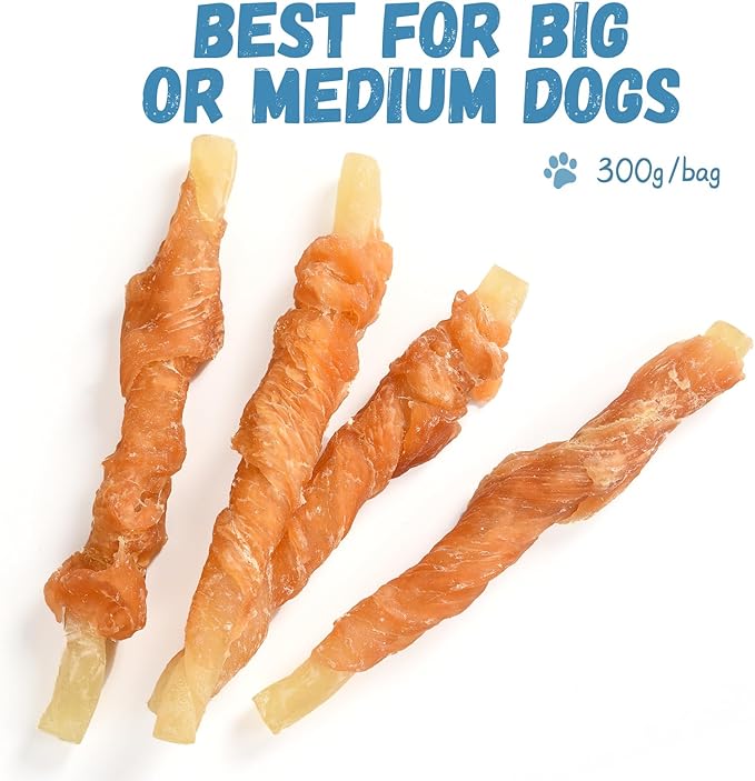 Chicken Wrapped Cod Sticks Dog Treats, Rawhide Free Dog Chewy Natural Training Rewards Snacks Dog Treats for Small Medium Large Dogs 15-17 Counts