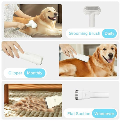 Dog Grooming Vacuum, Dog Grooming Kit 2L Pet Grooming Vacuum for Dogs with Nail Grinder Brush, 15000Pa Powerful Dog Vacuum for Shedding Grooming Vacuum Quiet 5in1 Pet Grooming Tools