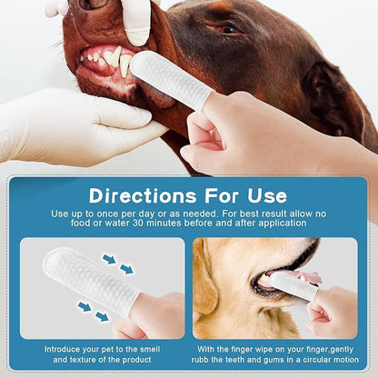 Dog Teeth Cleaning Wipes Nature Pet Dental Finger Wipes for Dogs Cats Remove Bad Breath,Reduce Plaque and Tartar Buildup Disposable Gentle Pet Dental Care-100Ct