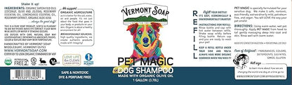 Vermont Soap Organics Pet Shampoo - Organic & Natural Olive Oil, Coconut & Aloe Vera Dog Shampoo for Sensitive Skin - USDA Certified Grooming Pet Shampoo - Gallon