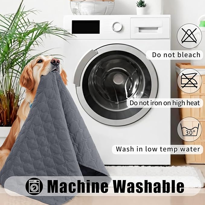 Smiry Waterproof Dog Blanket, Soft Dog Bed Cover Pet Blanket, Reversible Couch Cover for Dogs Washable, Pet Couch Covers for Sofa Furniture Protector for Puppy Cat (30x53 Inch, Grey/Dark Grey)