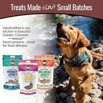 Smart Cookie Jerky Dog Treats - 3 Flavor Variety Pack - Rabbit, Salmon & Duck Jerky Dog Treats - Training Treats for Dogs, Puppies with Allergies, Sensitive Stomachs - Grain Free, Made in USA - 3oz