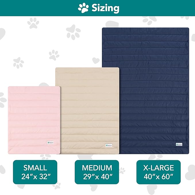 PetAmi Cooling Mat for Dog, Premium Pet Cooling Blanket for Crate Kennel, Indoor Cat Cool Sleeping Pad, Q-MAX Cold Sofa Couch Cover for Summer, Navy/Dusty Blue, Large (40x60)