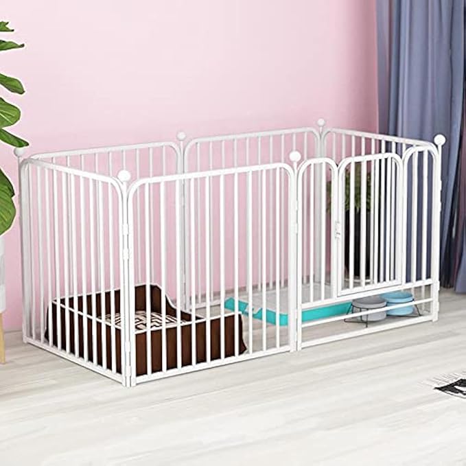 Dog Pen Pet Playpen Panel Pen Bunny Fence Indoor Outdoor Fence Playpen Heavy Duty Exercise Pen Dog Crate Cage Kennel(White)