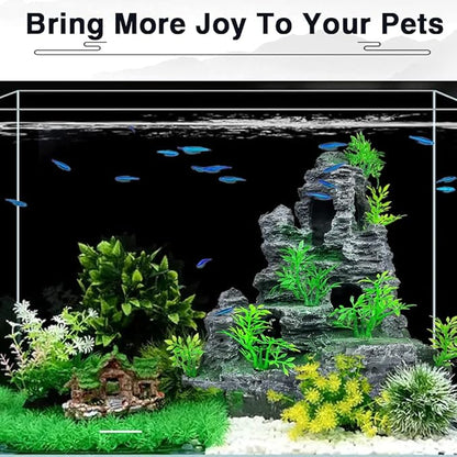 Aquarium Decoration Large and Tall Fish Tank Decor Aquarium Rock Mountain View Aquarium Ornament Tree House Cave for Large Tank - 10.2 Inches High