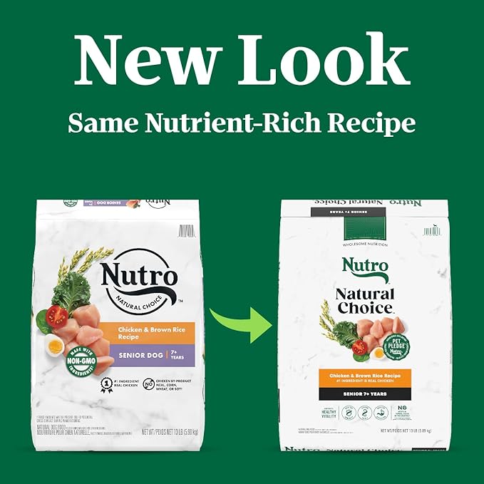 Nutro Natural Choice Senior Dry Dog Food, Chicken and Brown Rice Recipe, 13 lbs.