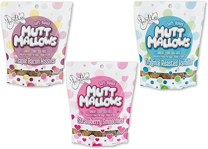 The Lazy Dog Cookie Co. Mutt Mallows Soft Baked Dog Treats, Wheat, Corn & Soy Free, Baked in The USA, 5 oz Cost Saving Variety Bundle (Pack of 3)