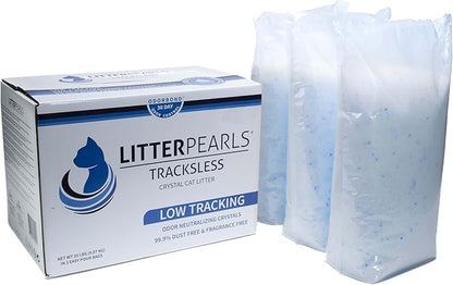 Litter Pearls Tracksless Unscented Non-Clumping Crystal Cat Litter with Odorbond, 20 Pounds