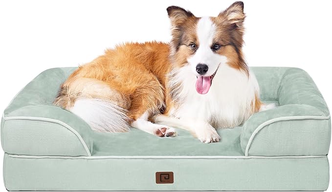 EHEYCIGA Orthopedic Large Dog Bed, Waterproof Memory Foam, Non-Slip Bottom, Sage Green, 41"L x 27"W x 6.5"Th