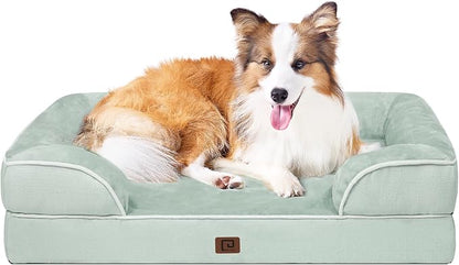 EHEYCIGA Orthopedic Large Dog Bed, Waterproof Memory Foam, Non-Slip Bottom, Sage Green, 41"L x 27"W x 6.5"Th